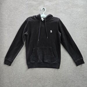 Dutch Bros Men Hoodie X-SMALL Black Embroidered Graphic Fleece